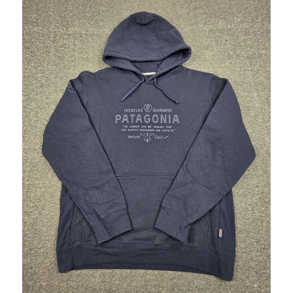 Patagonia Uprisal Hoody Men Large Regular Fit Navy Blue Graphic Print Gorpcore